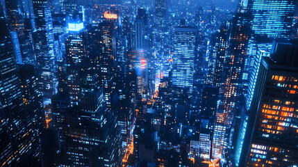 Obraz premium A Stunning Aerial View of a Vibrant Night Cityscape