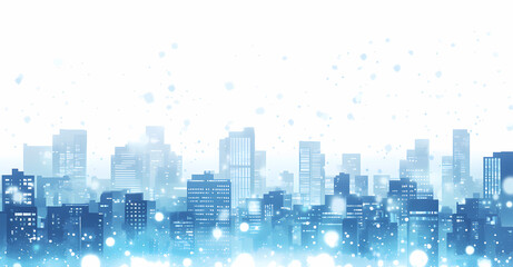 Winter Cityscape with Snow and Lights