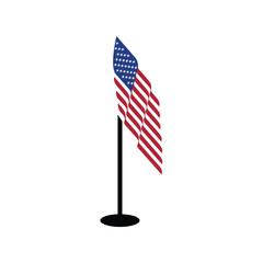 realistic vector design of united states flag on flagpole	