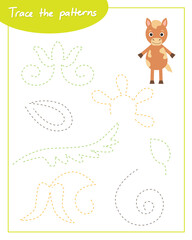 Trace the patterns with horse. Connect the lines. Hand Trainer. Recipe for children.