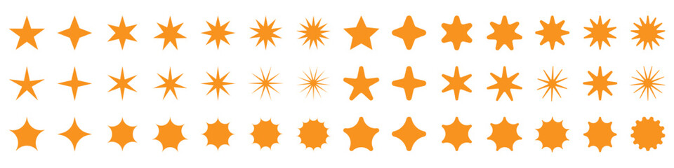 Obraz premium Shine star sparkle vector set. Sparkle star icons. Shine icon. Stars sparkle doodles vector. Set sparkles star symbols vector illustration.