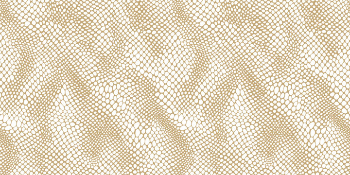Golden snake skin vector seamless pattern. Gold and white background with spots, dots. Animal skin texture, reptile pattern, lizard, cobra, python leather. Repeated organic geo design for decor, print