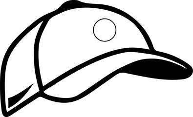 Classic Baseball Cap Outline Icon - Sports and Casual Headwear
