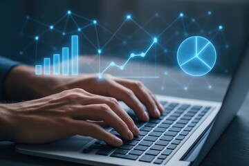 Data analysis business growth laptop charts graphs
