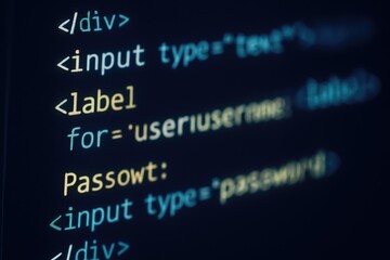 Html code for user login form on screen