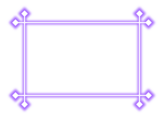 Violet purple neon rectangle shape frame. Vivid glowing lavender border isolated on transparent background. Shine glow light electric purple neon sign Banner, Mockup, presentation, Design element, PNG