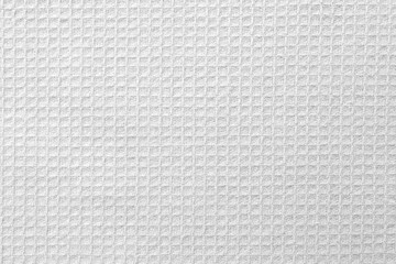 Fototapeta na wymiar Texture of white fabric with pattern as background, top view