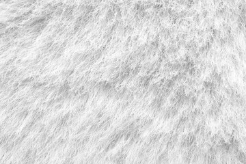 Texture of white furry fabric as background, closeup