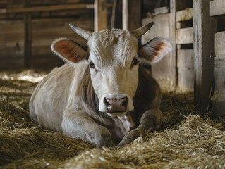 A beautiful cow smiling on a farm 