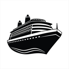 Obraz premium Silhouette of a large cruise ship sailing on the ocean ,ai generator