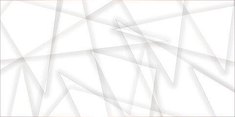 Abstract white background design with layers of textured white transparent material in triangle and squares shapes. White color technology concept geometric line vector white light grey background.	
