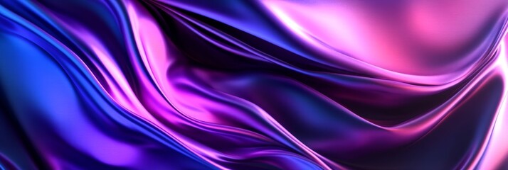 Obraz premium Elegant Purple and Iridescent Wave Fabric Backdrop for Modern Artistic Fashion Design Display