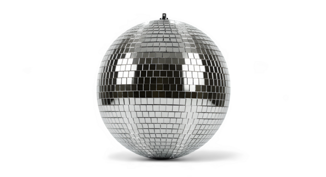 Reflective Disco Ball with Square Tiles, Isolated on White
