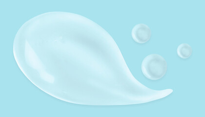 Gel samples on light blue background, top view