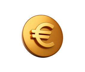 3D Golden icon with Euro symbol, representing European currency. 3d illustration