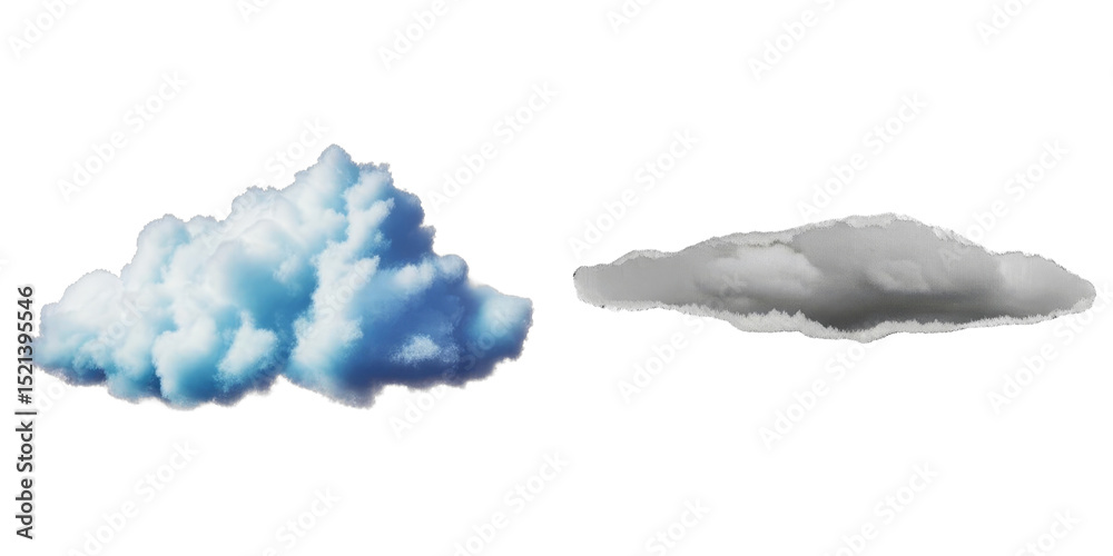 Wall mural png two distinct clouds are presented in a collage format.