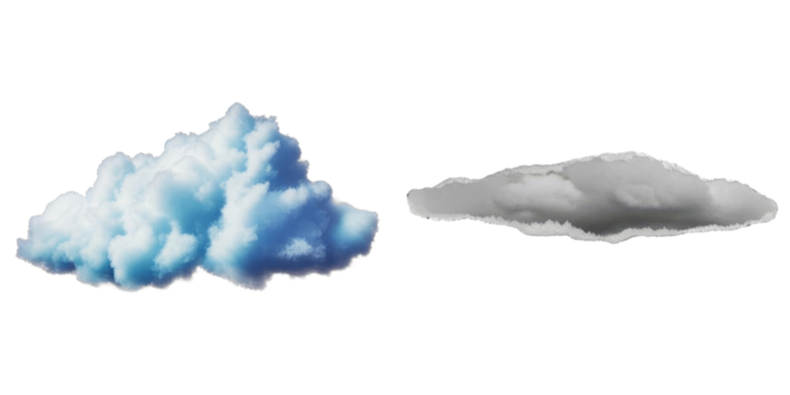 PNG Two distinct clouds are presented in a collage format.
