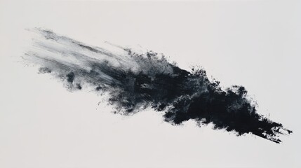 Abstract Black Brushstroke on White Canvas