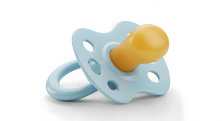 Baby's Soother: A Detailed Close-Up of a Blue and Yellow Pacifier