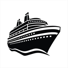 Obraz premium Silhouette of a large cruise ship sailing on the ocean