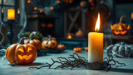  Halloween burning candle on with Halloween setting