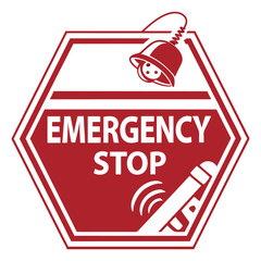 Emergency Stop Label Design Red Warning Sign for Workplace Safety