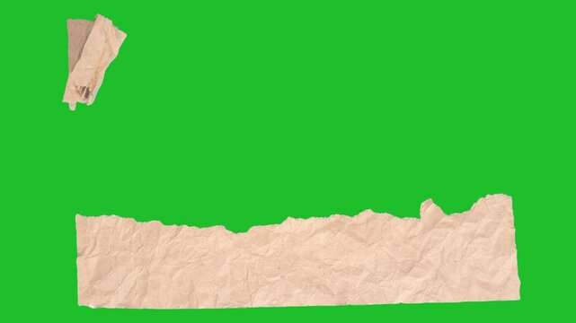 Ripped Craft-Paper Crumple Transition. Hand-torn kraft paper crumples then rips away in textured stop-motion, revealing clean alpha beneath.