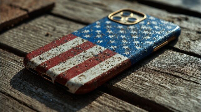 Patriotic Phone Case with Distressed American Flag Design