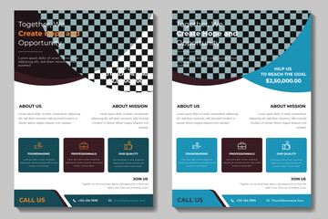 Charity flyer template with kids' book donation brochure cover ad design