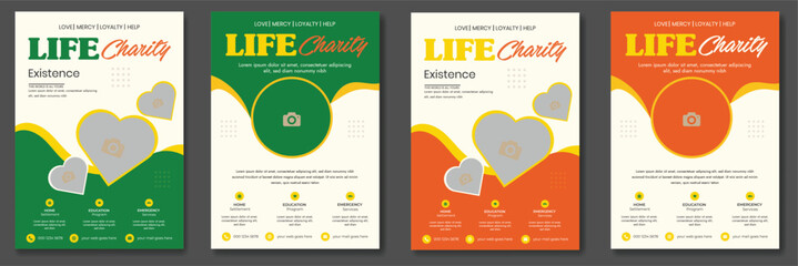 Humanitarian Charity flyer, social media and story bundle set template