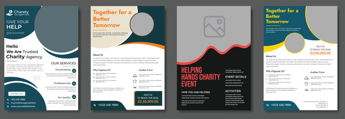 kids charity flyer design donation social banner poster template