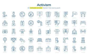 Activism line icon pack. Activism Stroke icon set. Editable Stroke icon