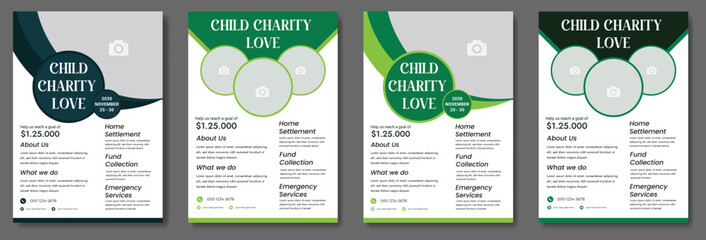 Charity flyer template with kids' book donation brochure cover ad design