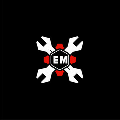 Fototapeta premium EM Initials Vektor Stok Otomotif Logo Design