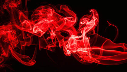 Red steam texture on black background with smoky vapor effect for dramatic and mysterious design