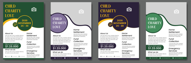 Humanitarian Charity flyer, social media and story bundle set template