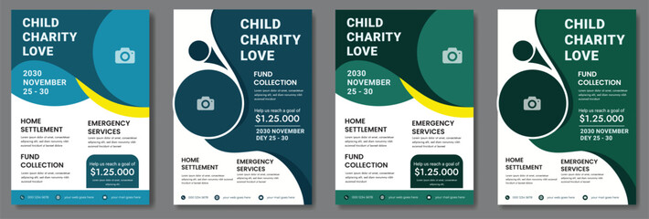 Humanitarian Charity flyer, social media and story bundle set template