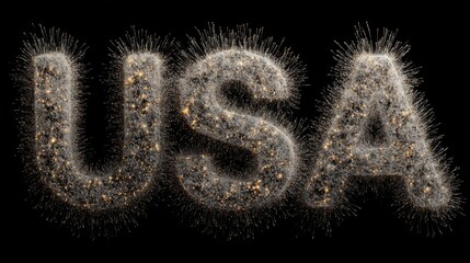 USA Text Art with Sparkling Particles