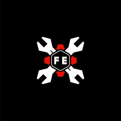 FE Initials Vektor Stok Otomotif Logo Design