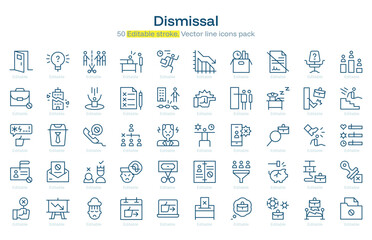 Dismissal line icon pack. Dismissal Stroke icon set. Editable Stroke icon