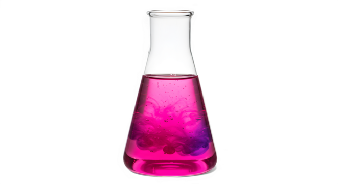 Vibrant Chemical Reaction in Erlenmeyer Flask