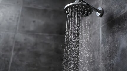 Modern Black and White Shower Head with Water Flowing