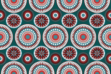 This ethnic pattern uses cool tones to evoke peace and simplicity. While minimal in color, it retains cultural charm, making it a modern ethnic pattern that blends tradition a