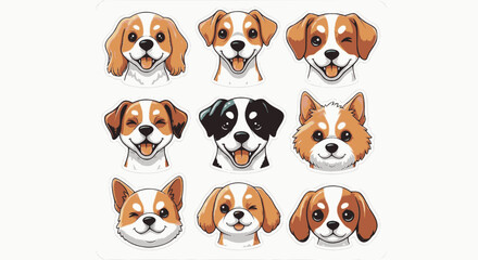 Adorable Cartoon Dogs Nine Happy Puppy Faces for Your Projects