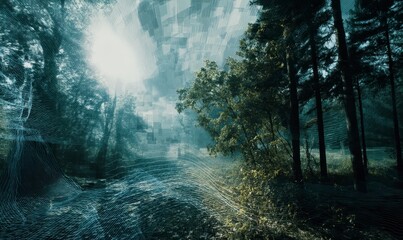 Obraz premium Mystical Forest Landscape View