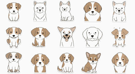 Adorable Collection of Cute Puppy Illustrations Perfect for Stickers, Cards, and More