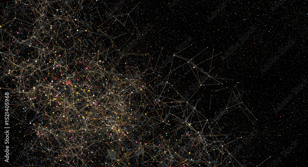 Poster cosmic network connection - abstract depicting a network of interconnected points and lines, resembl