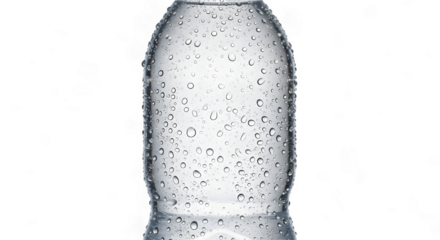 Close-up of a Water Bottle Covered in Dew Drops