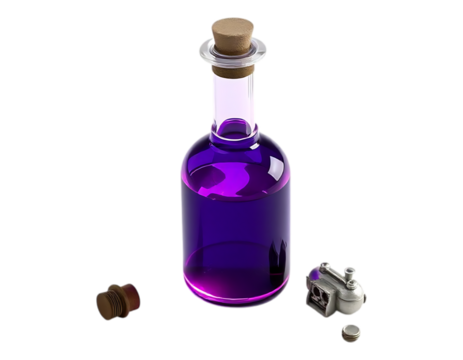 A Vibrant Purple Potion Bottle with Cork