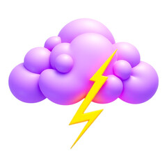 3D Cartoon Cloud and Lightning Icon